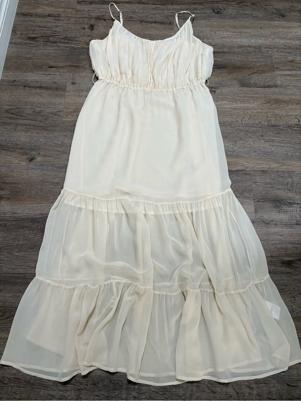Joie Cream Chiffon Tiered Maxi Dress with Spaghetti Straps